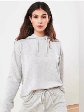 Quince SuperSoft Fleece Pullover Hoodie Heather Grey Athleisure Loungewear Cozy
